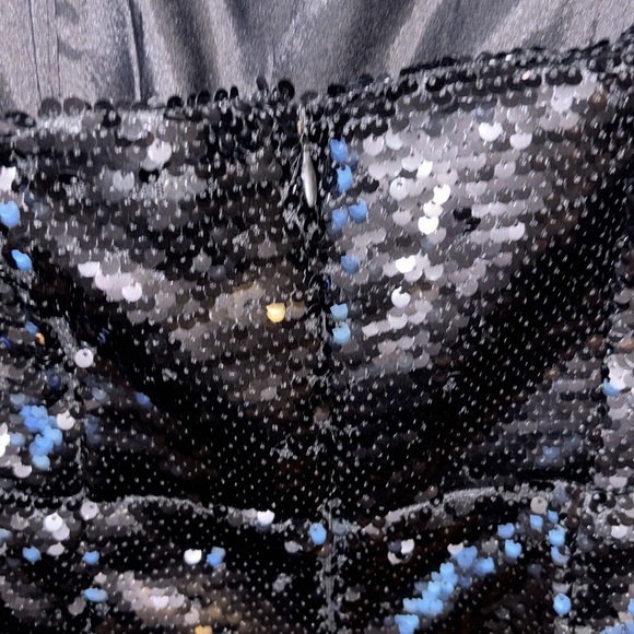 Tallish Black Sparkly Strapless Mini Dress - Picture 4 of 5